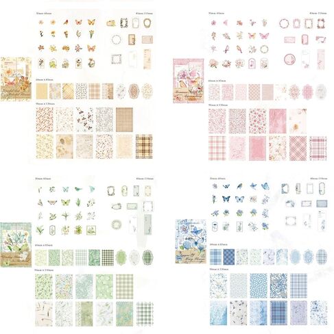 120 ورقة أوراق سجل القصاصات الأزهار مجلة Scrapbooking Supplies Kit Junk Journal Supplies ورقة زخرفية للحرف اليدوية للمخطط ، Bullet Journal Collage Card Cards Retro Crafts in Saudi Arabia
