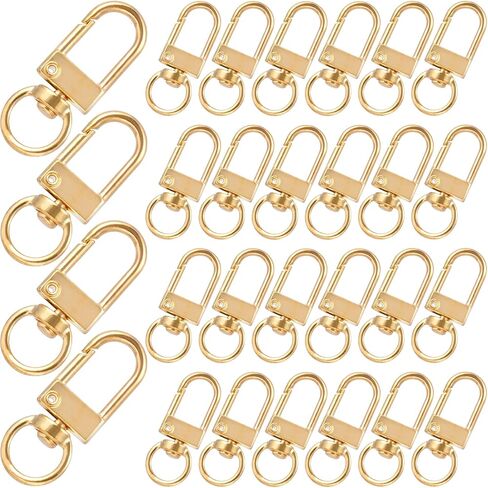 28PCS دوار المفتاح سلسلة مفاتيح ، سبلوي جراد البحر مخلب السنانير ، Mini دوارة الحبل مقطع لمحافظ على حقائب الظهر محافظ المجوهرات صنع المجوهرات- الذهب والفضة in Kuwait