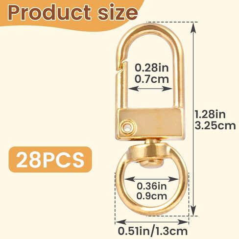 28PCS دوار المفتاح سلسلة مفاتيح ، سبلوي جراد البحر مخلب السنانير ، Mini دوارة الحبل مقطع لمحافظ على حقائب الظهر محافظ المجوهرات صنع المجوهرات- الذهب والفضة in Kuwait