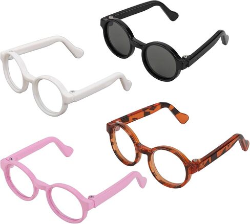 4pcs نظارات دمية ، 4 ألوان دمية بلاستيكية تلبيس eyeglasses ألعاب الأزياء إكسسوارات الأزياء متوافقة مع 5.12 بوصة (أبيض ، أسود ، السلحفاة ، الأرجواني) in Saudi Arabia