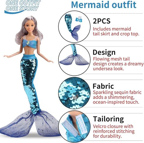 51 PCS Doll Clothers and Associory - 10 ملابس ذات طابع تحت عنوان (الطبيب ، العروس ، حورية البحر ، سانتا ، الطهاة وما إلى ذلك) ، 10 أحذية ، 5 مواقف - تناسب 11.5 بوصة دمى - ألعاب Girl's Gift (دمية غير متضمنة) in Saudi Arabia