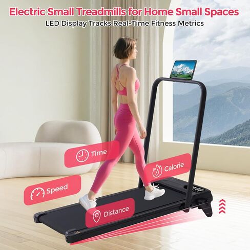 Walking Pad Treadmill with Handle Bar & Adjustable Incline, 3.5HP Electric Home Compact Running Treadmill with Handles, 0.6-7.6MPH Portable Small Under the Desk Treadmills for Home Small Spaces, 350LB in Saudi Arabia