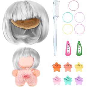 Doll Wig Accessory-Hairpiece for Head Circumference 22-24cm Height 17cm Dolls Figures, Accessories Headdress Fits for Blind Box, Collectible, Display, Decoration (No Figures)(Pink) in Saudi Arabia