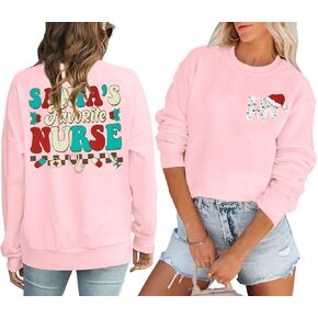 LUKYCILD Santa's Favorite Nurse Sweatshirt Christmas Sweatshirts for Women Long Sleeve Nurse Christmas Shirt Xmas Gifts in Kuwait