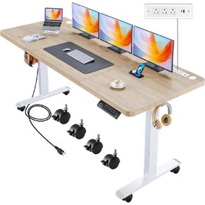 مكتب الوقوف الكهربائي مع عجلات ، 63 '× 24' 'مكتب قابل للتعديل مع محطة الشحن ، 2 منافذ USB ، 3 منافذ الطاقة ، 4 caster ، 27'-46 '' RANDTIN in Kuwait