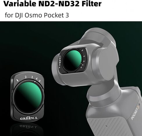 مجموعة مرشح مغناطيسي مكونة من 6 قطع من GREEN.L لـ DJI Osmo Pocket 3: UV + CPL+ND16/PL ND32/PL ND64/PL ND256/PL، HD متعدد الطبقات 2 في 1 ND/PL متوافق مع زجاج بصري Gimbal in Kuwait