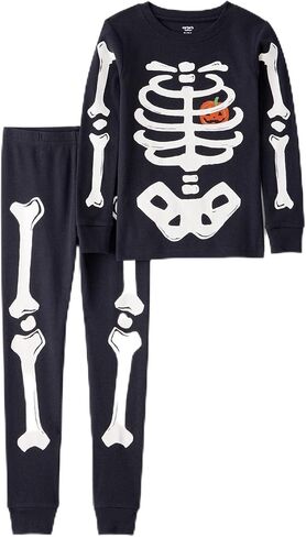 Carter's Girls' 2-Piece Glow-in-The-Dark Halloween PJs (5T, Black/Skeleton) in Kuwait