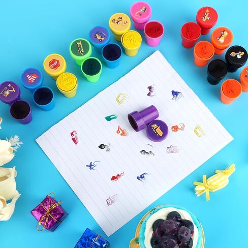 24 PCS Camp Stampers ، Adventure Adventure Holiday Stamps Supplies Suppories Fords Favors for Kids Boys Girls School Classroom Gwhats Carnival ، Godie Bag Higds Baby Shower (6 Colors) in Saudi Arabia