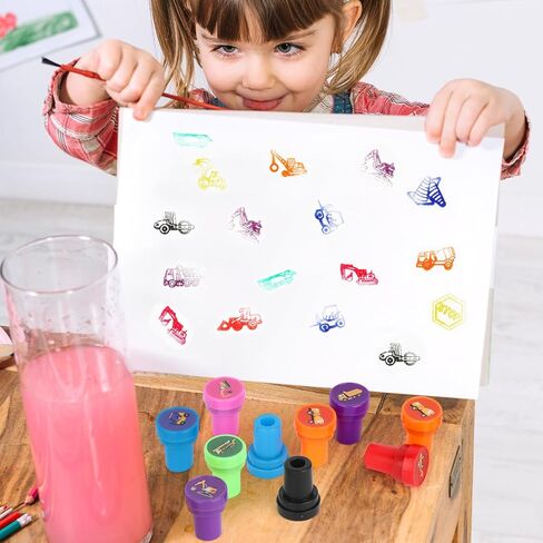 24 PCS Camp Stampers ، Adventure Adventure Holiday Stamps Supplies Suppories Fords Favors for Kids Boys Girls School Classroom Gwhats Carnival ، Godie Bag Higds Baby Shower (6 Colors) in Saudi Arabia