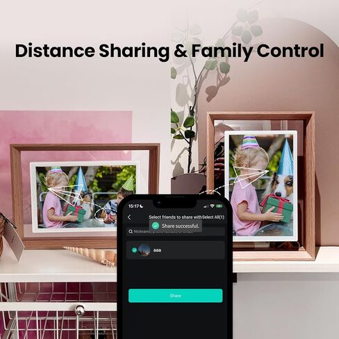 16" WiFi Digital Picture Wood Texture Frame - 1920 * 1080p FHD Magnetic Wall Mount, 64GB+8GB Cloud, Auto-Rotate Screen, Share Photos/Videos Instantly via App，Family Kids Growth Display in Kuwait