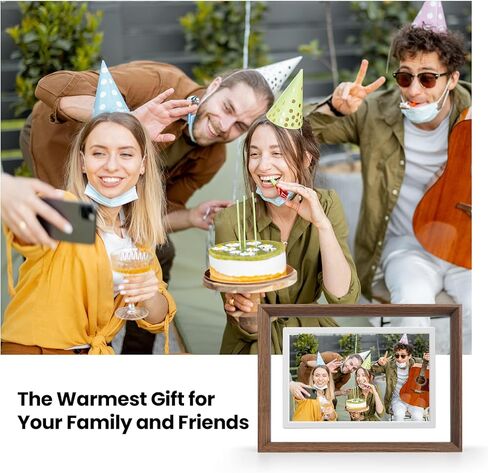 16" WiFi Digital Picture Wood Texture Frame - 1920 * 1080p FHD Magnetic Wall Mount, 64GB+8GB Cloud, Auto-Rotate Screen, Share Photos/Videos Instantly via App，Family Kids Growth Display in Kuwait