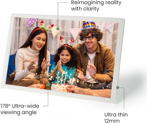 16" WiFi Digital Picture Wood Texture Frame - 1920 * 1080p FHD Magnetic Wall Mount, 64GB+8GB Cloud, Auto-Rotate Screen, Share Photos/Videos Instantly via App，Family Kids Growth Display in Kuwait