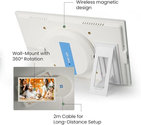 16" WiFi Digital Picture Wood Texture Frame - 1920 * 1080p FHD Magnetic Wall Mount, 64GB+8GB Cloud, Auto-Rotate Screen, Share Photos/Videos Instantly via App，Family Kids Growth Display in Kuwait