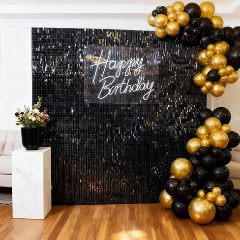 Gold Shimmer Wall Backdrop 48 Panels Cover 8 x 6 Ft, Photo Backdrops for Wedding,Anniversary,Birthday,Party Decoration in Saudi Arabia