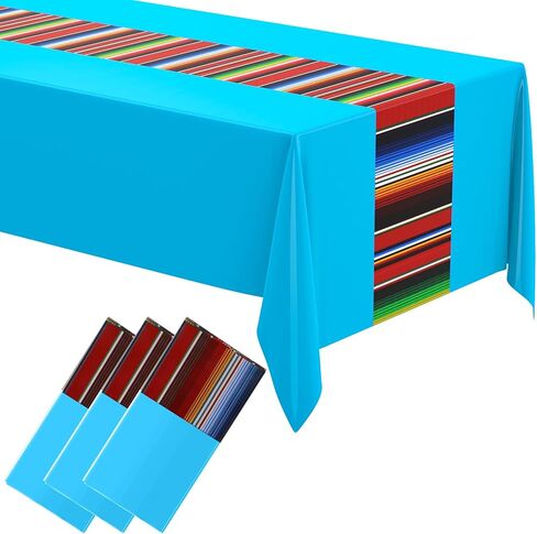 Oudain 3 PCS Fiesta tablecloth 108 × 54 بوصة من المائدة البلاستيكية المائدة المكسيكية مقاومة للمكسيكية غطاء طاولة مكسيكي لسيارة تاكو ليلية زفاف فييستا (أحمر) in Saudi Arabia