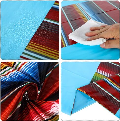 Oudain 3 PCS Fiesta tablecloth 108 × 54 بوصة من المائدة البلاستيكية المائدة المكسيكية مقاومة للمكسيكية غطاء طاولة مكسيكي لسيارة تاكو ليلية زفاف فييستا (أحمر) in Saudi Arabia