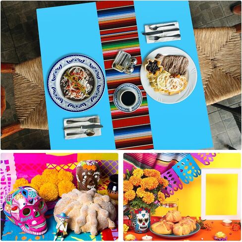 Oudain 3 PCS Fiesta tablecloth 108 × 54 بوصة من المائدة البلاستيكية المائدة المكسيكية مقاومة للمكسيكية غطاء طاولة مكسيكي لسيارة تاكو ليلية زفاف فييستا (أحمر) in Saudi Arabia