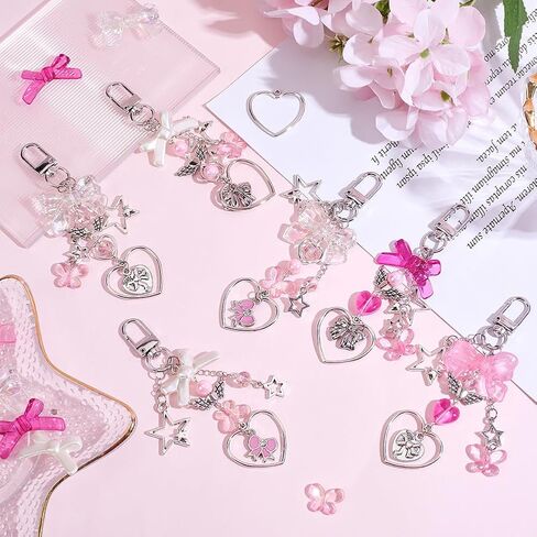 SUNNYCLUE 128Pcs Butterfly Keychain Making Kit Butterflies Beads Colorful Butterfly Bead Heart Butterfly Charms Acrylic Glass Spacer Beads for Keychains Making Women Adults DIY Crafts Supplies in Saudi Arabia