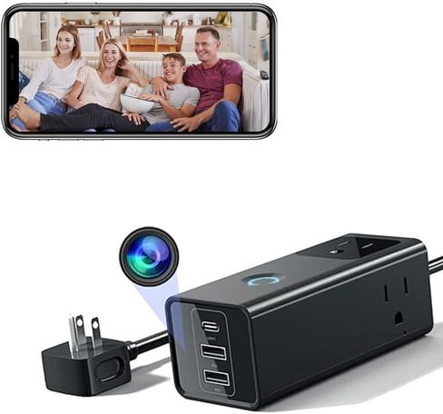 Charger Camera HD 1080P WiFi Power Strip Nanny Cam with Video and Motion Detection Outlet Cameras for Home Security Indoor/Outdoor in Saudi Arabia
