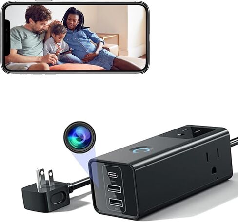 Charger Camera HD 1080P WiFi Power Strip Nanny Cam with Video and Motion Detection Outlet Cameras for Home Security Indoor/Outdoor in Saudi Arabia