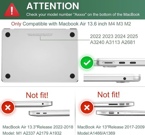 متوافق مع MacBook Air 13 Inch Case 2025-2022 M4 M3 M2 Models A3240 A3113 A2681 ، غطاء القشرة الصلبة مع حامي الشاشة ولوحة المفاتيح لـ MacBook Air 13.6 " in Kuwait