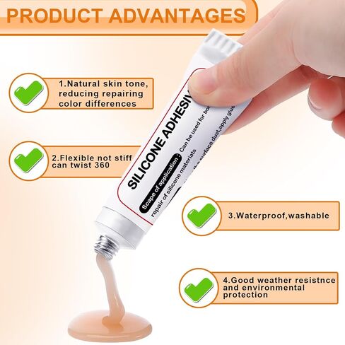 lounsweer 2 pcs غراء لاصق من السيليكون لإصلاح دمية الجلد اللحم لون لاصق ناعم لاصق الغراء لملء السيليكون تجويف دمية الطفل القوالب الهالوين SFX مكياج in Kuwait