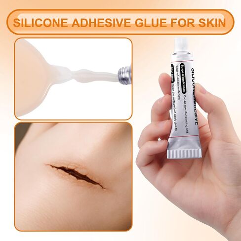 lounsweer 2 pcs غراء لاصق من السيليكون لإصلاح دمية الجلد اللحم لون لاصق ناعم لاصق الغراء لملء السيليكون تجويف دمية الطفل القوالب الهالوين SFX مكياج in Kuwait