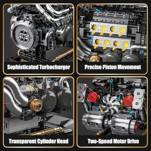 V8 Engine Building Kit for Adults, Build Your Own MOC Mini V8 Engine Model Toy for Display, Compatible with Lego Car Set, STEM Building Project for Teens & Kids Boys 8-14 (692 PCS) in Saudi Arabia