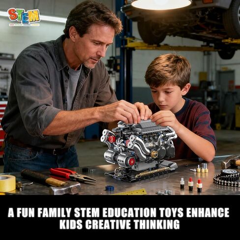 V8 Engine Building Kit for Adults, Build Your Own MOC Mini V8 Engine Model Toy for Display, Compatible with Lego Car Set, STEM Building Project for Teens & Kids Boys 8-14 (692 PCS) in Saudi Arabia