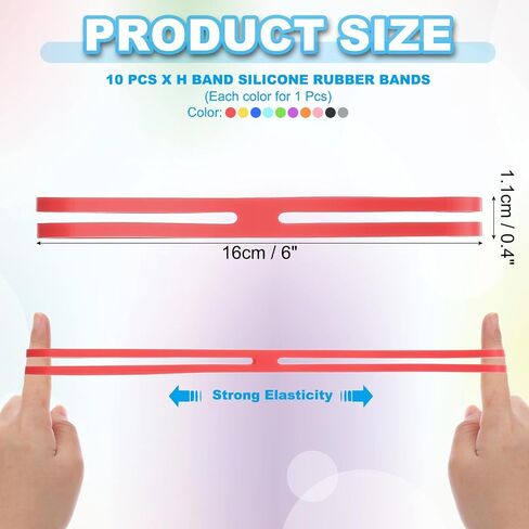 PATIKIL 4 Inch H Band Silicone Rubber Bands, 10 Pcs Strong Elastic Silicone Bands Rubber Wrapping Bands for Books Cameras Art Cooking Wrapping Exercise Bag Wraps, Multicolored in Saudi Arabia