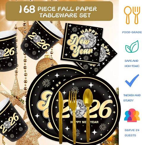 YQUQWN 168 Pcs Thanksgiving Paper Plates and Napkins, Fall Disposable Dinnerware Set for 24 Guests, Includes Paper Plate Cup Napkin Spoon Knives Fork, Party Supplies for Thanksgiving Fall Harvest in Saudi Arabia
