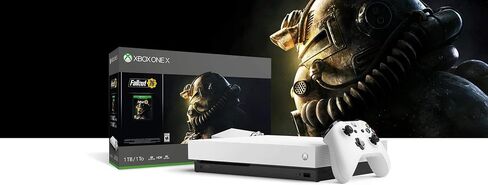 وحدة تحكم Microsoft Xbox One X Robot White Special Edition 2019 بسعة 1 تيرابايت (4K Ultra HD Blu-ray) مع وحدة تحكم لاسلكية وحزمة ألعاب Fallout 76 (متجددة) [لعبة فيديو] in Saudi Arabia