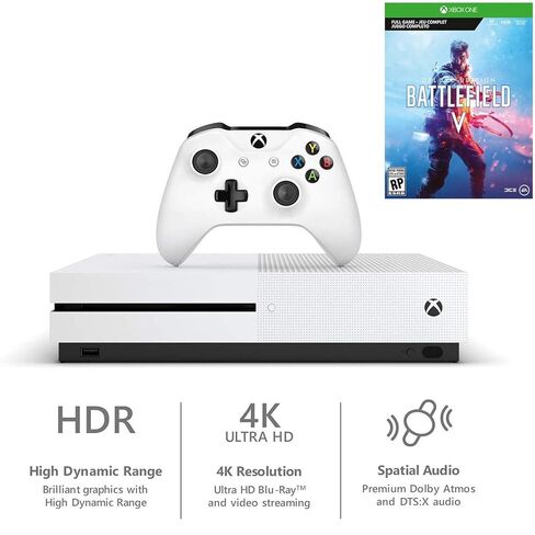 حزمة Xbox One S 1 تيرابايت Battlefield V: وحدة تحكم Xbox One S 1 تيرابايت، وحدة تحكم لاسلكية، إصدار Battlefield V Deluxe Edition، Battlefield: 1943، Battlefield 1 Revolution (متجددة) in Kuwait