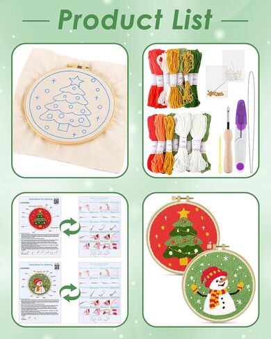 Erkoon Punch Needle Kit Begins Begins ، 2 PCS DIY Easy Flower Embroidery procial starter Art Craft ، Project Feeding Project مع أنماط ، أدوات ، خيوط ، طوق ، تعليمات (عباد الشمس والزهور) in Kuwait