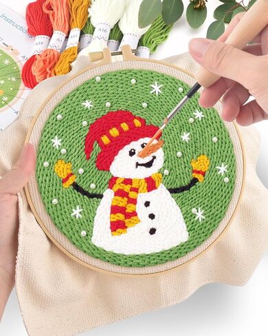 Erkoon Punch Needle Kit Begins Begins ، 2 PCS DIY Easy Flower Embroidery procial starter Art Craft ، Project Feeding Project مع أنماط ، أدوات ، خيوط ، طوق ، تعليمات (عباد الشمس والزهور) in Kuwait