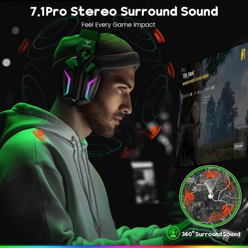 Wireless Gaming Headsets for PS5, PS4, PC, Switch, Mac, 2.4GHz Bluetooth Gaming Headphones with 7.1 Surround Sound, 50mm Drivers Wireless Headset with Microphone in Kuwait