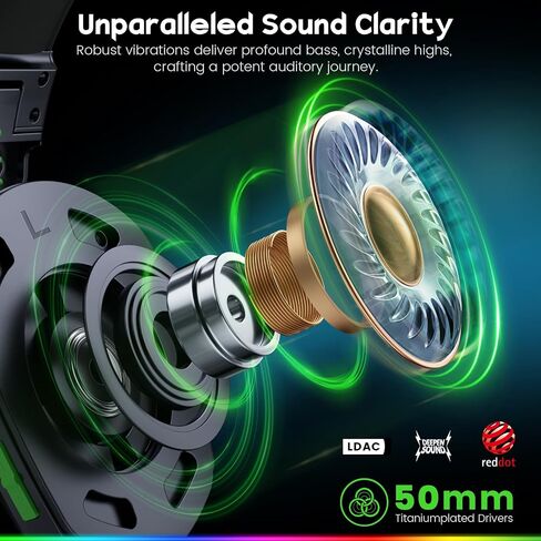 Wireless Gaming Headsets for PS5, PS4, PC, Switch, Mac, 2.4GHz Bluetooth Gaming Headphones with 7.1 Surround Sound, 50mm Drivers Wireless Headset with Microphone in Kuwait
