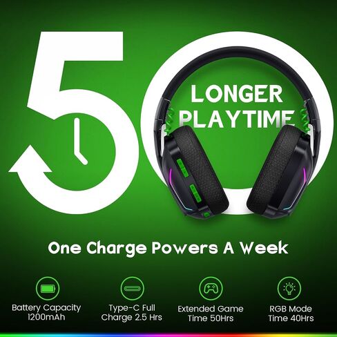 Wireless Gaming Headsets for PS5, PS4, PC, Switch, Mac, 2.4GHz Bluetooth Gaming Headphones with 7.1 Surround Sound, 50mm Drivers Wireless Headset with Microphone in Kuwait