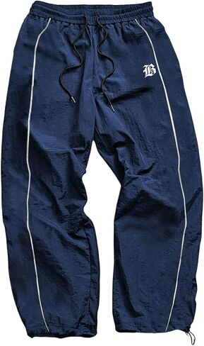 OYOANGLE Men's Graphic Workout Pants Drawstring Waist Fitness Trousers Loose Fit Gym Running Breathable Sweatpants in Saudi Arabia