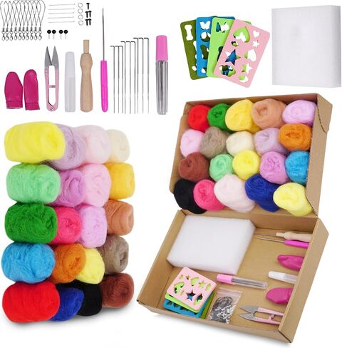 Catopia 40-Color Wool Roving Set – Generous 120g Fibre for Needle Felting, Wet Felting, Blending, and DIY Crafts，no Tools,only wools(40c roving Wool) in Saudi Arabia