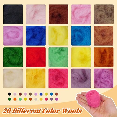 Catopia 40-Color Wool Roving Set – Generous 120g Fibre for Needle Felting, Wet Felting, Blending, and DIY Crafts，no Tools,only wools(40c roving Wool) in Saudi Arabia