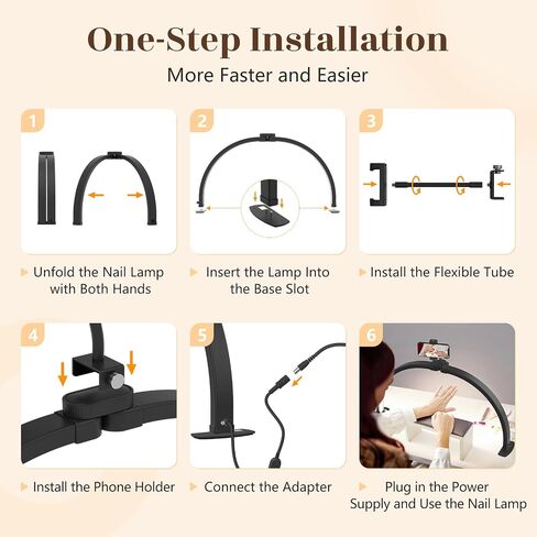 Half Moon Light for Nail Desk: 29" Foldable Half Moon Nail Desk Lamp with Phone Holder for Nail Beginner - Arch Nail Tech Light with 3 Color Modes & 10 Brightness for Manicure Salon (White, Large) in Saudi Arabia