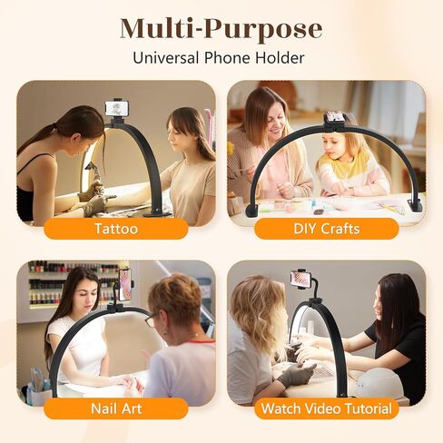 Half Moon Light for Nail Desk: 29" Foldable Half Moon Nail Desk Lamp with Phone Holder for Nail Beginner - Arch Nail Tech Light with 3 Color Modes & 10 Brightness for Manicure Salon (White, Large) in Saudi Arabia