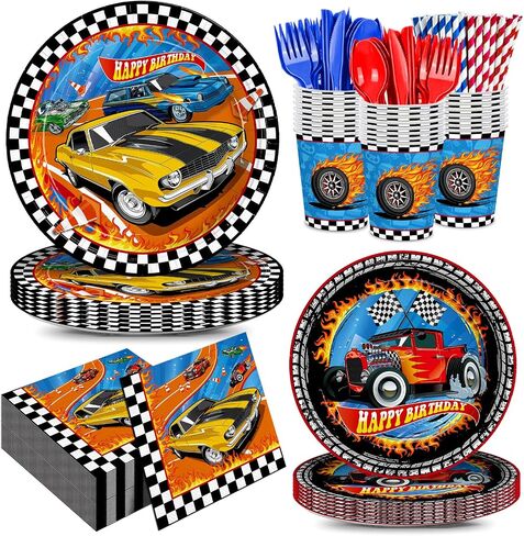 168pcs Monster Truck Party Decorations Plates Napkins Disposable Paper Cups in Kuwait