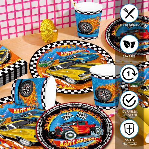 168pcs Monster Truck Party Decorations Plates Napkins Disposable Paper Cups in Kuwait