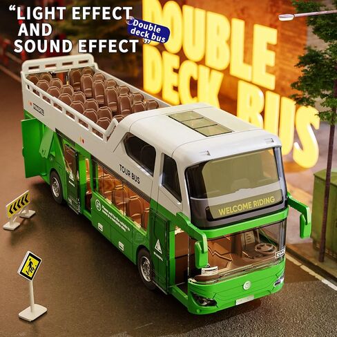 Toy City Bus with Lights & Sounds for Boys and Girls, Realstic Double Decker Bus Toy Great Gift for Kids Boys Girls Ages 3 and Up (Green) in Saudi Arabia