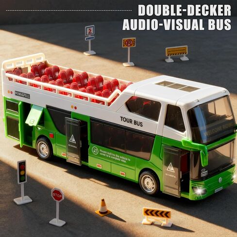 Toy City Bus with Lights & Sounds for Boys and Girls, Realstic Double Decker Bus Toy Great Gift for Kids Boys Girls Ages 3 and Up (Green) in Saudi Arabia