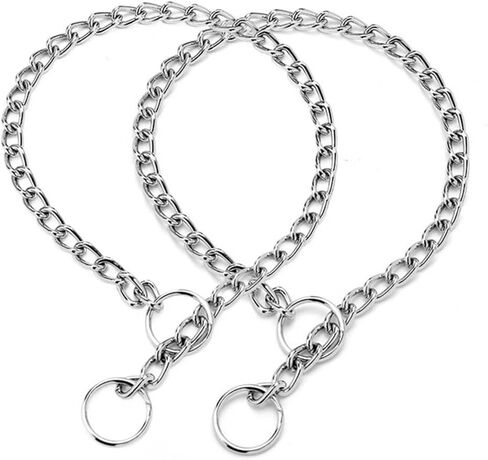 Metal Chain Choke Collar for Dogs, Slip Link Training Dog Choker Collar Heavy Duty Puppy Collars for Small Medium Large Big XL Breed Dogs, Silver M in Saudi Arabia