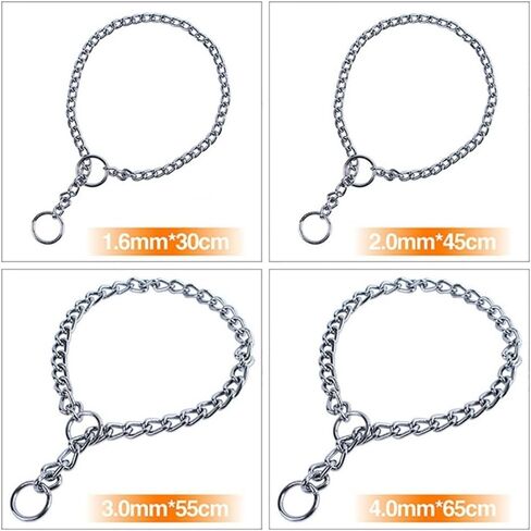 Metal Chain Choke Collar for Dogs, Slip Link Training Dog Choker Collar Heavy Duty Puppy Collars for Small Medium Large Big XL Breed Dogs, Silver M in Saudi Arabia
