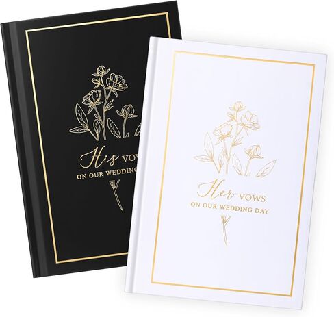 Set of 2 Vow Books His and Hers, Wedding Vow Books (6.06x4.17) Wedding Keepsake Essentials Elegant Bridal Shower Ceremony Gift Elopement Essentials(Blue,Floral) in Saudi Arabia